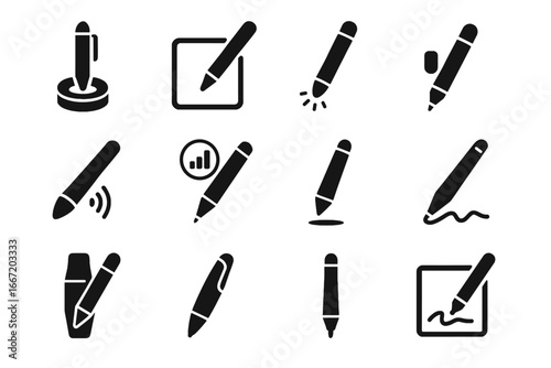 Digital wireless icon dock ergonomic stylus precision smart pen vector