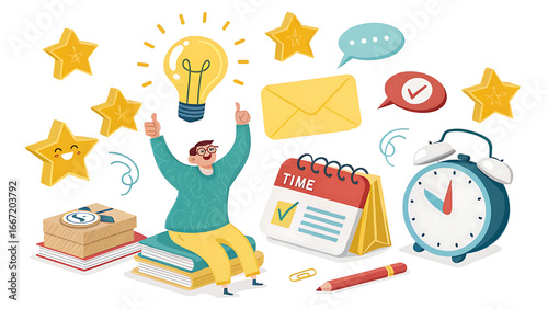 Illustration Image, podium, and background image 