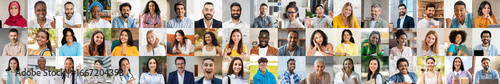 Фотография A vibrant collection of portraits features people from various backgrounds smiling joyfully