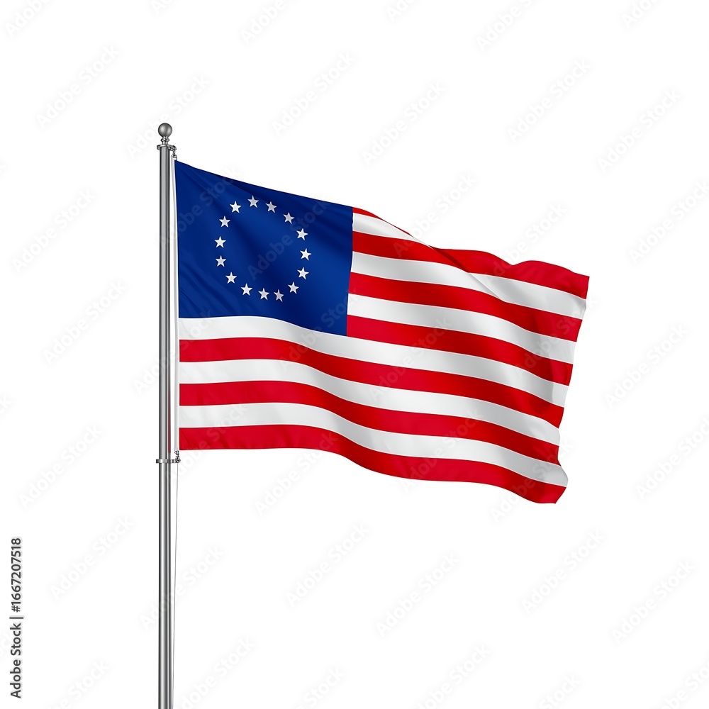 Obraz premium Bold american flag waving proudly on a silver pole iconic symbol of freedom and patriotism
