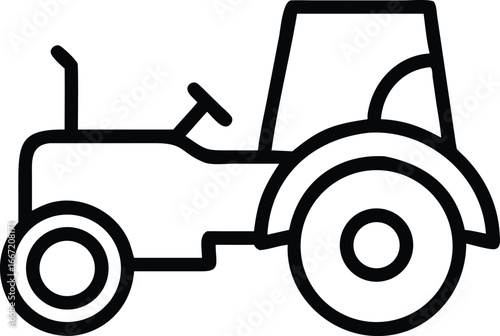 Compact Tractor Minimalist Line Drawing Vector Illustration