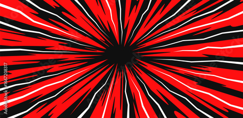 Explosion effect background. Anime style attack impact explosion effect background. Abstract comic book flash explosion blast radial lines. Vector illustration.