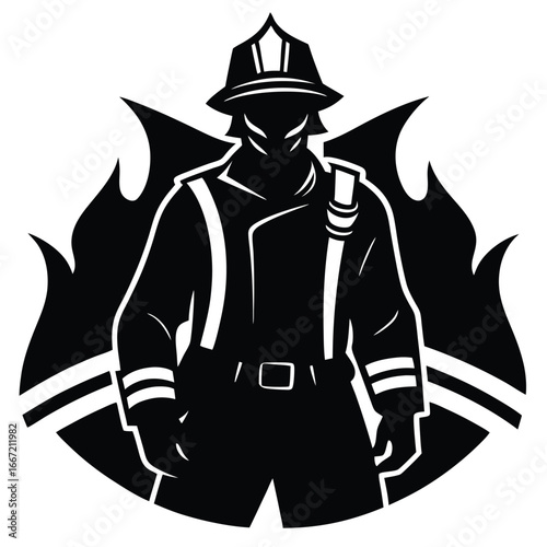 firefighter silhouette vector art design