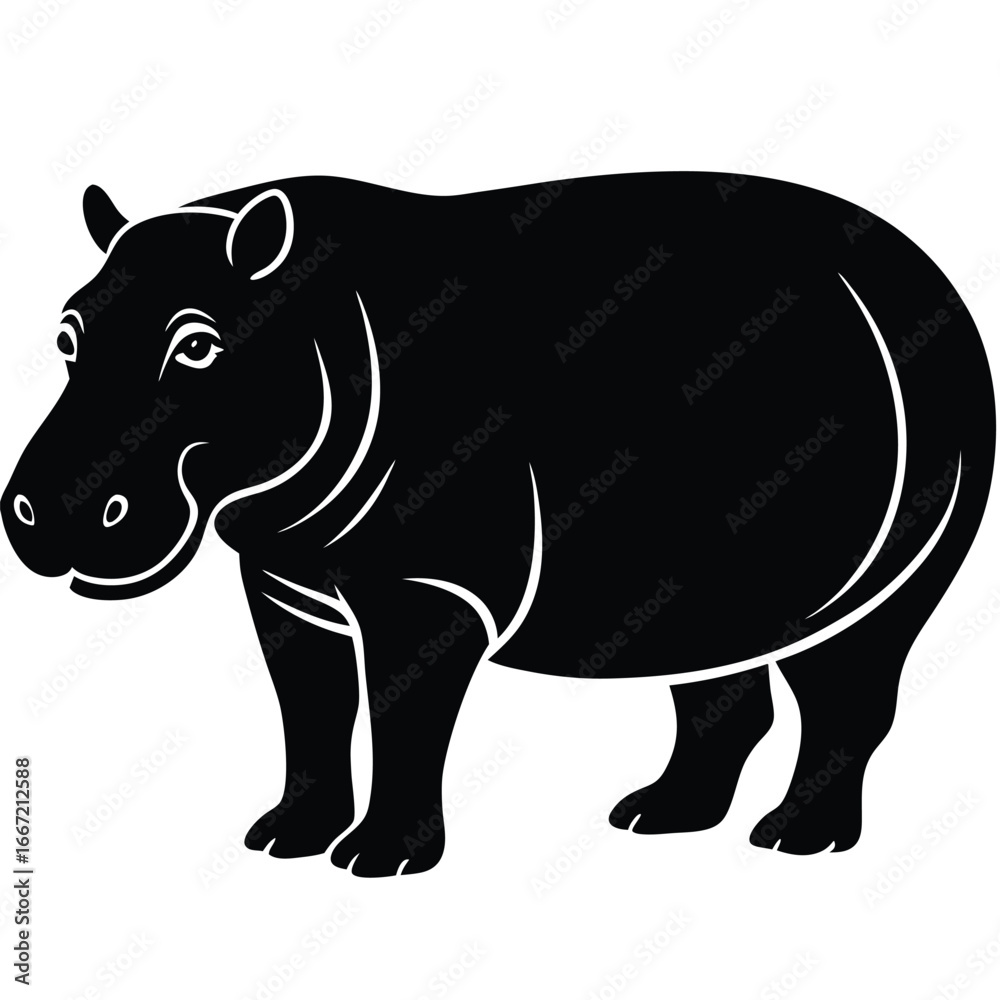 Obraz premium hippopotamus silhouette vector art design