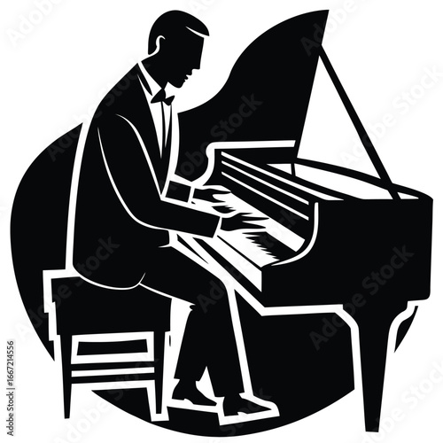 pianist silhouette vector art design