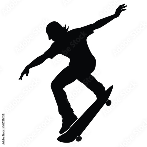 skateboard trick silhouette vector art design
