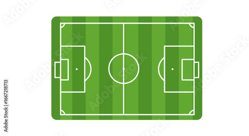 Overhead View of a Soccer Field with Green Grass and White Lines in a Silhouette Style silhouette