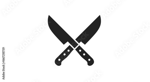 Crossed Kitchen Knives Illustration Culinary or Cooking Symbol Minimalist Design Sharp Blades Crossed Knives silhouette