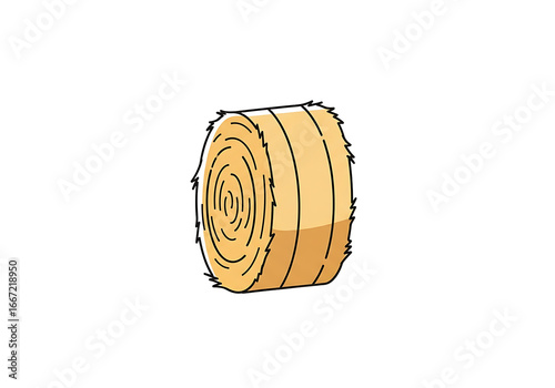 A stylized illustration of a hay bale, showcasing its round form and detailed texture.