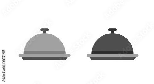 Two Restaurant Serving Dishes Dome Covers Silhouette