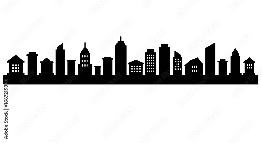 Naklejka premium Simple City Skyline Silhouette Illustration Graphic Design