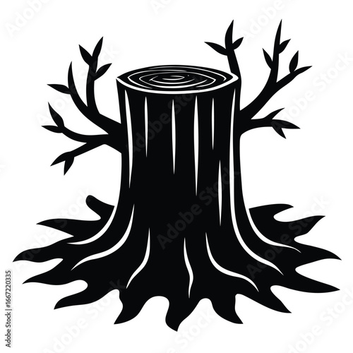 tree stump silhouette vector art design