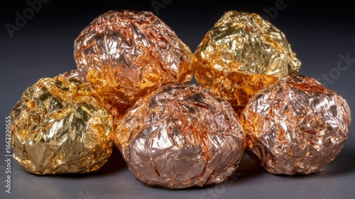 Wallpaper Mural A cluster of gold-wrapped rock candies, presenting a vibrant and eye-catching display. The scene focuses on the textures and colors of the candy Torontodigital.ca