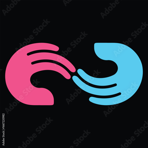 Handshake logo in pink and blue with unity concept