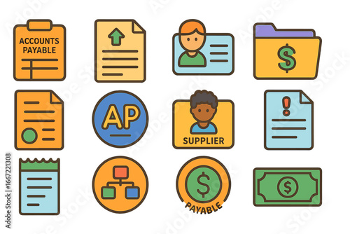 Finance, accounting filled icon set. money, invoices, accounts collection