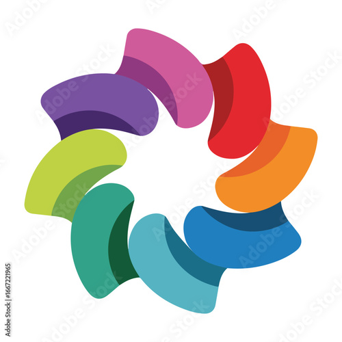 Colorful abstract swirl logo with dynamic motion design