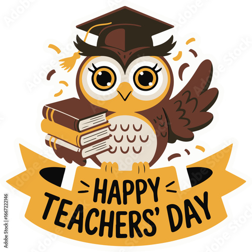 Thankyou teacher sticker happy teacher's day design 