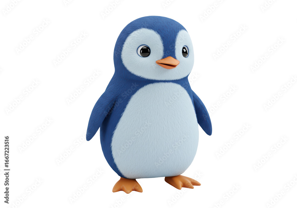 Fototapeta premium Isolated 3D Render of a Cute Blue and White Penguin