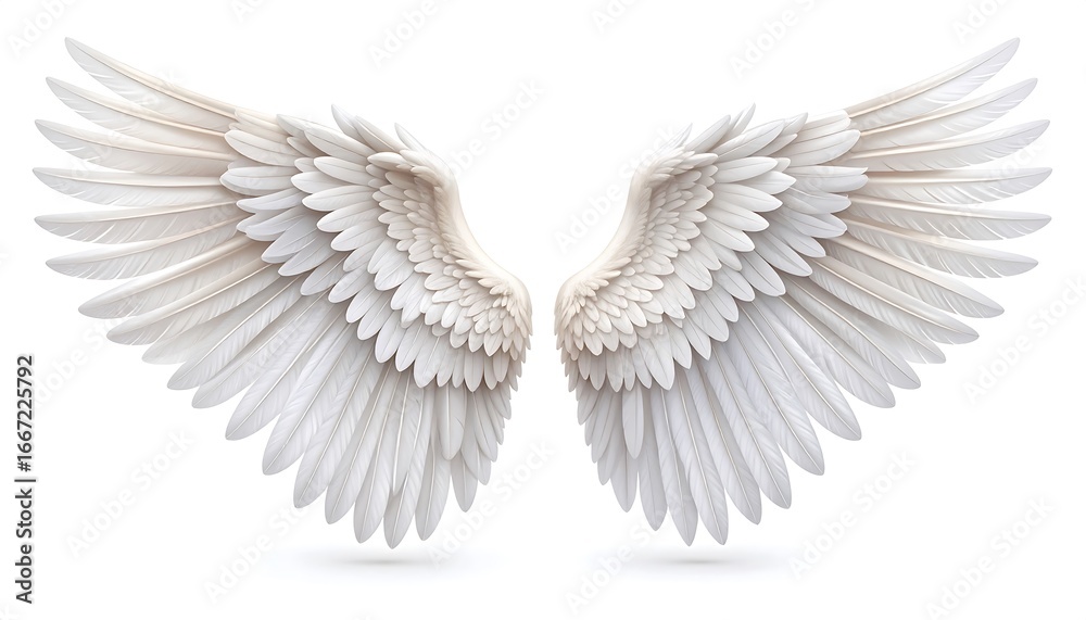 Fototapeta premium White Angel Wings with Isolated.