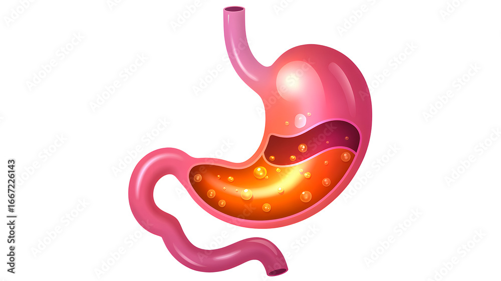 Fototapeta premium Stomach anatomy diagram illustration human digestive system organ biology medical healthcare science body health on transparent background