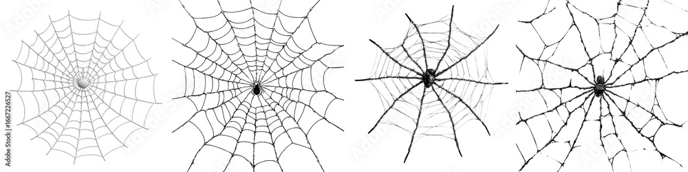 Obraz premium Halloween Spider Web Collection Isolated on Transparent Background