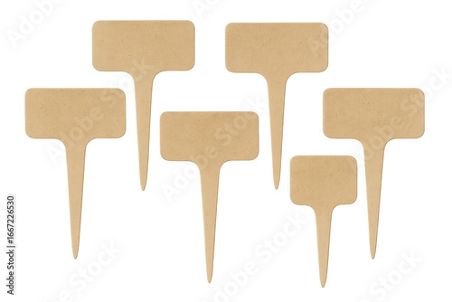 Wallpaper Mural Six blank wooden plant markers on transparent background for labeling garden Torontodigital.ca