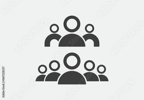 Vector art of abstract illustration of two groups of people icons, symbolizing teamwork, community, and social connection