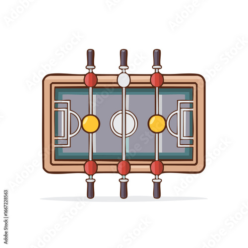Tabletop Foosball Game Board with Rods and Players