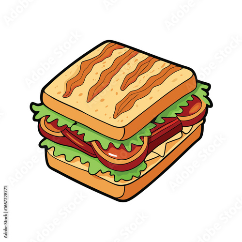 Delicious toasted blt sandwich with crispy bacon and creamy mayonnaise on white bread