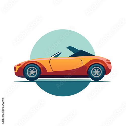 Vibrant Orange Convertible Car Design Concept Artwork Isolated Illustration Automotive Icon Vehicle Vector Graphics