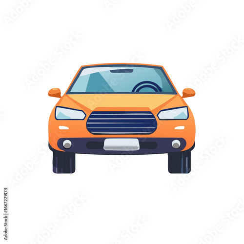 Front View of a Bright Orange Car