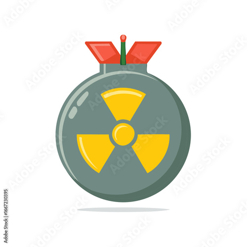 Explosive device with radiation symbol and detonation pin