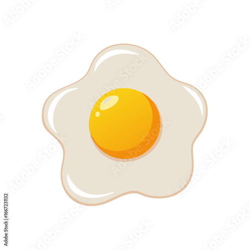 Cartoon Fried Egg Illustration Isolated on White Background