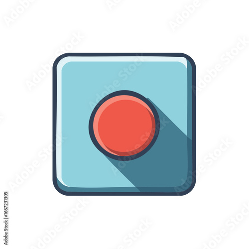 Free Download Stylized Illustration of a Blue Square with Rounded Corners and a Red Circle - GFXLoad