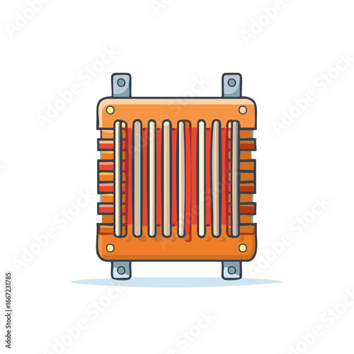 Accordion Musical Instrument Cartoon Vector Illustration