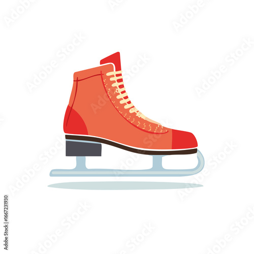 Vibrant Red Figure Ice Skate Illustration Ready for Winter Sports and Festive Season Activities