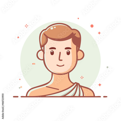 Smiling man in toga graphic vector illustration