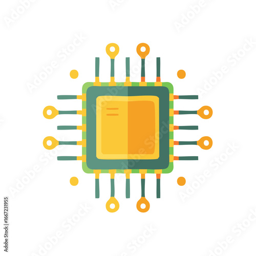 Microchip technology processor with integrated circuits, digital electronic chip. Microchips vector.
