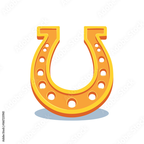 Golden Horseshoe Depicting Good Luck and Fortune Symbol Icon