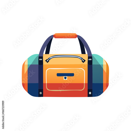Colorful Striped Sports Duffel Bag Vector Illustration for Gym and Travel