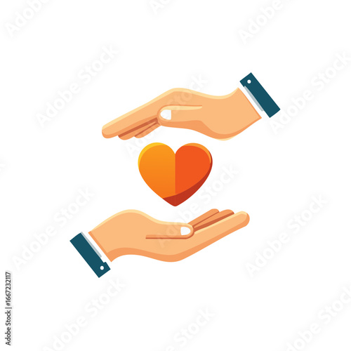 Hands cradling a warm heart conveying care trust generosity and connection