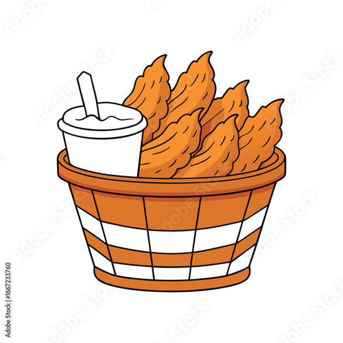 Delicious chicken wings in a basket served with tangy bbq and creamy ranch dipping sauces
