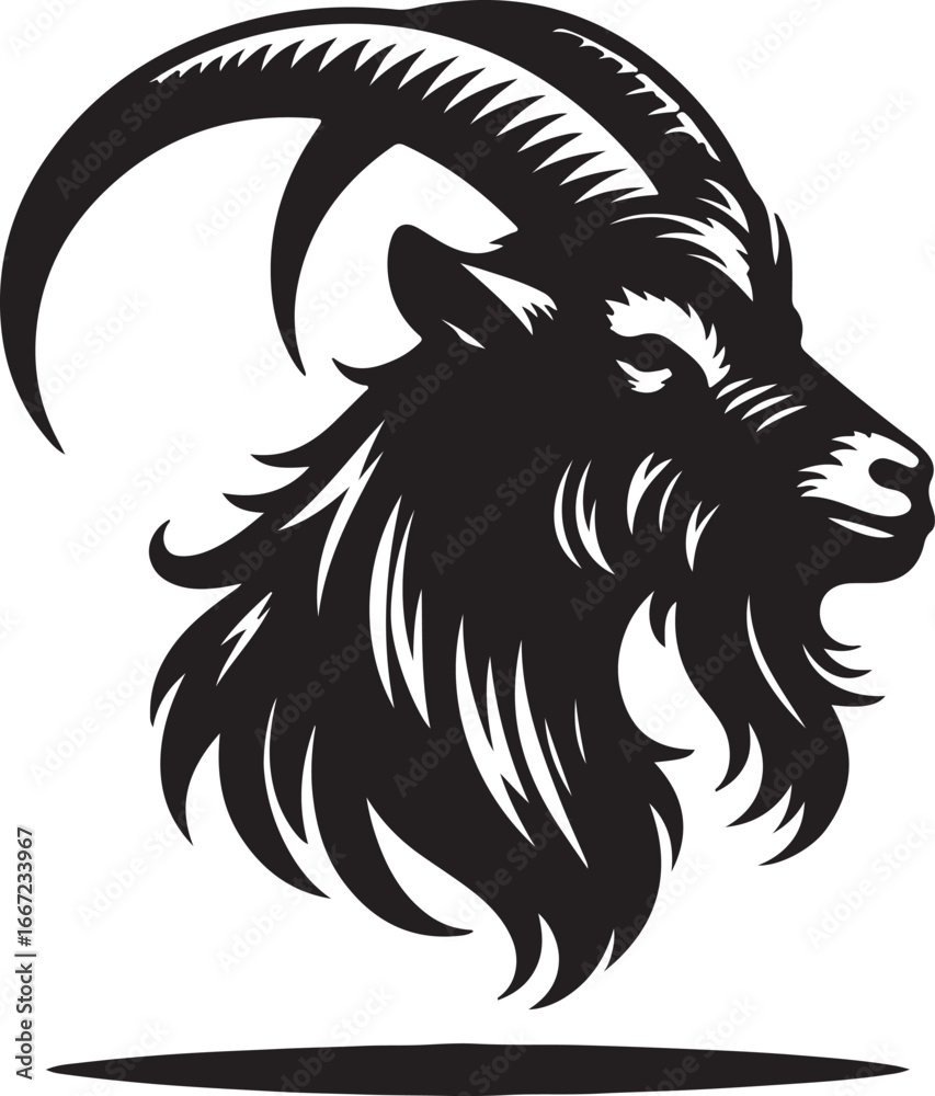 Fototapeta premium A goat head silhouette vector