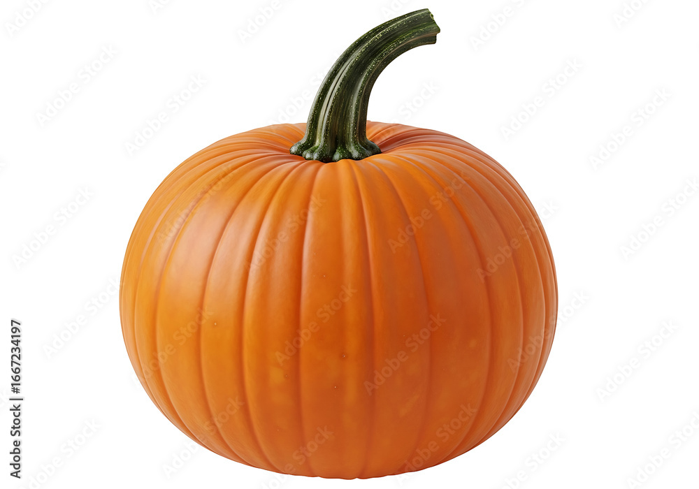 Obraz premium A vibrant orange pumpkin with a prominent stem against a black background.