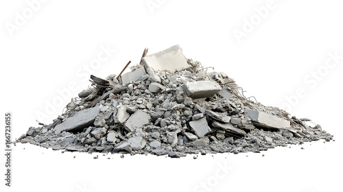Pile of Concrete Debris and Rebar from Demolition