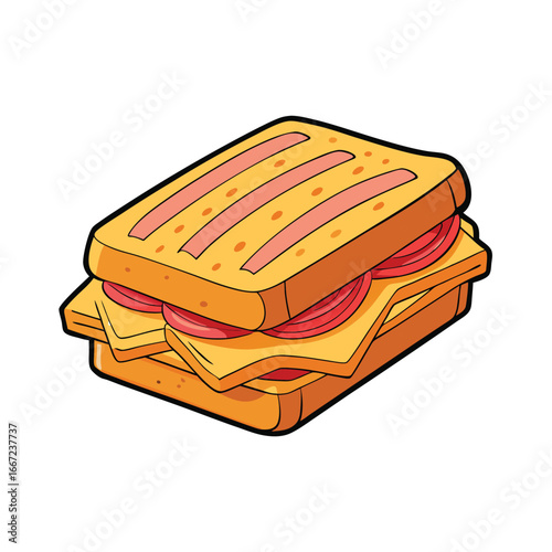 Deliciously grilled ham and cheese sandwich with a perfectly golden brown crust
