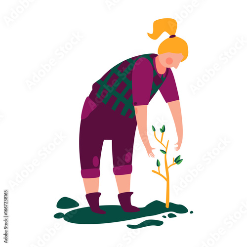 Planting a Sapling A Girl's Tender Care for Nature