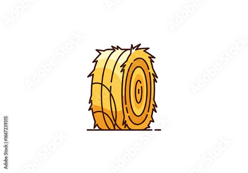 A stylized depiction of a hay bale, presented in warm golden hues against a stark black background.