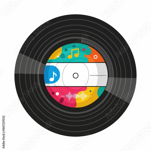 Vinyl Record with Music Note Design