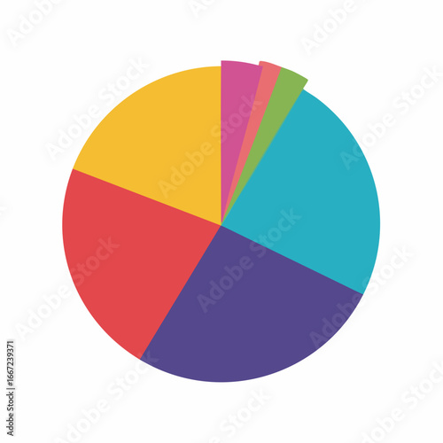 Six-segment pie chart graphic